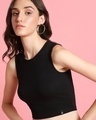 Shop Women's Black Ribbed Slim Fit Top