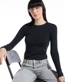 Shop Women's Black Slim Fit Top-Front