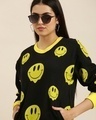 Shop Women's Black Smiley Printed Oversized Sweatshirt-Design