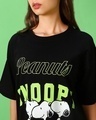 Shop Women's Black Snoopy Illusion Graphic Printed Oversized T-shirt