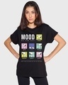 Shop Women's Black Snoopy Moods Graphic Printed Boyfriend T-shirt-Front