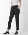 Shop Women's Black Solid Cropped Training Track Pants-Design