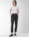 Shop Women's Black Solid Cropped Training Track Pants