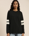 Shop Women's Black Solid Oversized T-shirt-Front