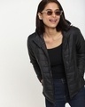 Shop Women's Black Plus Size Relaxed Fit Puffer Jacket-Front