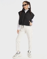 Shop Women's Black Sleeveless Oversized Puffer Jacket-Full