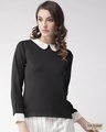 Shop Women's Black Solid Regular Top-Front