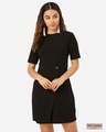 Shop Women's Black Solid Sheath Dress-Front
