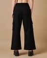 Shop Women's Black Flared Cargo Track Pants-Design