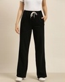 Shop Women's Black Solid Wide Leg Pants-Front