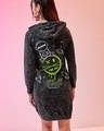 Shop Women's Black Space Bound Graphic Printed Acid Wash Hoodie Dress-Front