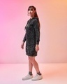 Shop Women's Black Space Bound Graphic Printed Acid Wash Hoodie Dress-Design