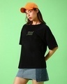 Shop Women's Black Space Bound Graphic Printed Oversized T-shirt-Design