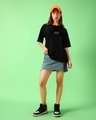 Shop Women's Black Space Bound Graphic Printed Oversized T-shirt