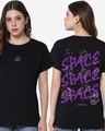 Shop Women's Black Space Space Typography Boyfriend T-shirt-Front