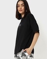 Shop Women's Black Space Typography Oversized T-shirt-Full