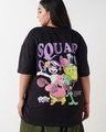 Shop Women's Black Squad Goals Graphic Printed Oversized Plus Size T-shirt-Front