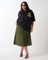 Shop Women's Black Squad Goals Graphic Printed Oversized Plus Size T-shirt-Full