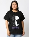 Shop Women's Black Star Snoopy Graphic Printed Plus Size Boyfriend T-shirt-Front