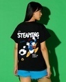 Shop Women's Black Steaming Donald Graphic Printed Boyfriend T-shirt-Design