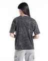 Shop Women's Black Stitch Moods Graphic Printed Oversized Acid Wash T-shirt-Full