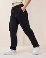 Shop Women's Black Straight Cargo Pants-Design