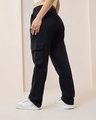 Shop Women's Black Straight Cargo Pants-Full