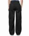 Shop Women's Black Straight Fit Cargo Jeans-Design