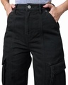 Shop Women's Black Straight Fit Cargo Jeans