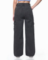 Shop Women's Black Straight Fit Cargo Jeans-Design