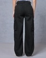 Shop Women's Black Straight Fit Cargo Jeans-Design