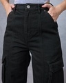Shop Women's Black Straight Fit Cargo Jeans