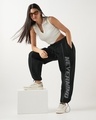 Shop Women's Black Typography Super Loose Fit Track Pants-Full