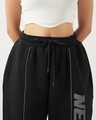 Shop Women's Black Typography Super Loose Fit Track Pants