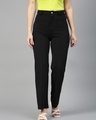 Shop Women's Black Straight Fit Trousers-Front