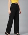 Shop Women's Black Straight Fit Trousers-Design