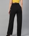 Shop Women's Black Straight Fit Trousers-Full