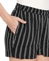 Shop Women's Black Striped Rayon Shorts-Full