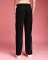 Shop Women's Black Striped Relaxed Fit Trackpants-Full