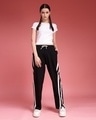 Shop Women's Black Striped Relaxed Fit Trackpants