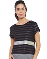 Shop Women's Black Striped Slim Fit T-shirt-Front