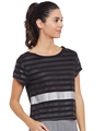 Shop Women's Black Striped Slim Fit T-shirt-Full