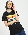 Shop Women's Black Sunset Color Block Boyfriend T-shirt-Front