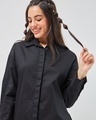 Shop Women's Black Super Loose Fit Shirt Dress