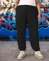 Shop Women's Black Super Loose Fit Plus Size Cargo Joggers-Front
