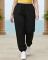 Shop Women's Black Super Loose Fit Plus Size Joggers-Front