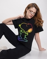 Shop Women's Black Super Snoopy Graphic Printed Boyfriend T-shirt-Front