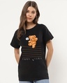 Shop Women's Black Take Risks Graphic Printed Boyfriend T-shirt-Front