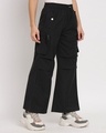 Shop Women's Black Tapered Fit Cargo Pants-Design