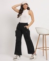 Shop Women's Black Tapered Fit Cargo Pants